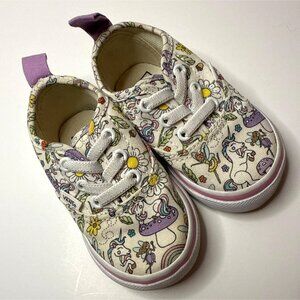 Vans Baby Girls Unicorn Flowers Print Canvas Shoes‎ 4C Toddler Play Casual